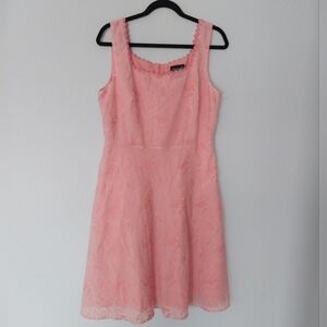 B.i.y.a.y.c.d.a. Pink Embossed Leaf Print Sleeveless Fit & Flare Midi Dress